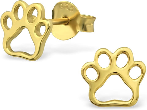 925 Sterling Silver Paw Print Stud Earrings (Choose Your Style) (Nickel Free)