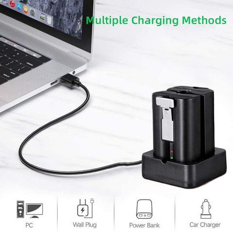 2-Pack 6040mAh Replacement Battery with Charger Station for Ring-Doorbell Camera 2/3/4, Spotlight and Stick Up Cam, Rechargeable Upgraded Lithium Li-ion Batteries 3.65V