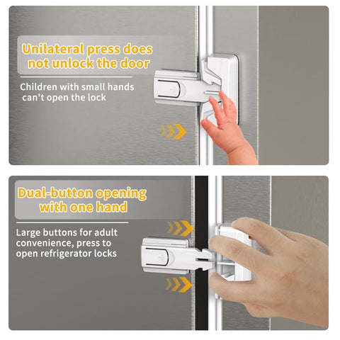 2 Pack Upgrade Child Proof Refrigerator Lock, HEOATH Fridge/Freezer Door Lock for Toddlers Children Kids, no Tools Need or (White)