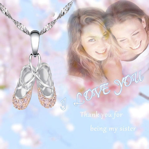 925 Sterling Silver Dance Recital Gifts for Girls Ballerina Necklace Jewelry Cubic Zirconia Ballet Slippers Shoes Necklace for Women Teen Little Girl & Dancer 18"
