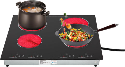 23 Inch Countertop Electric Cooktop 4 Burner,110V Plug in Electric Stovetop