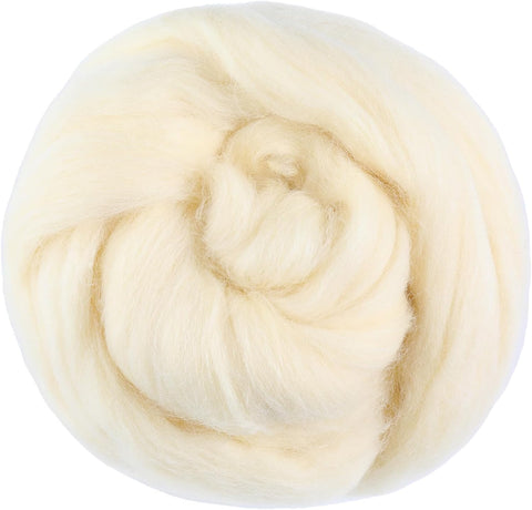 3.53oz Wool Roving Yarn, Wool Felting Supplies, Pure Wools, Chunky Yarn, Spinning Wool Roving for Needle Felting Wet Felting DIY Hand Spinning (White)