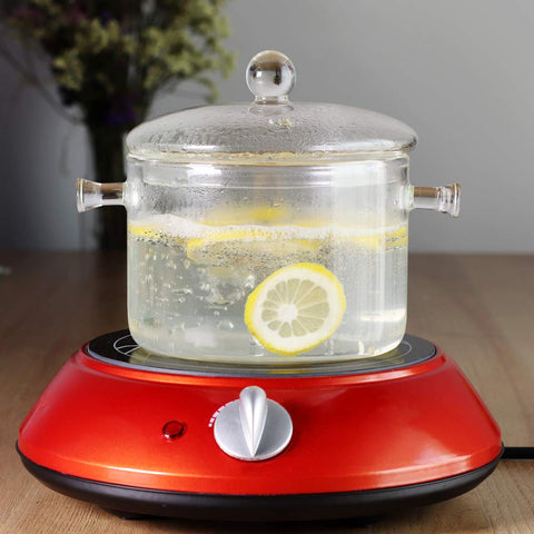 Glass Saucepan with Cover, 1.5L/50 FL OZ Heat-resistant Glass Stovetop Pot and Pan with Lid, The Best Handmade Glass Cookware Set Cooktop Safe for Pasta Noodle, Soup, Milk, Baby Food