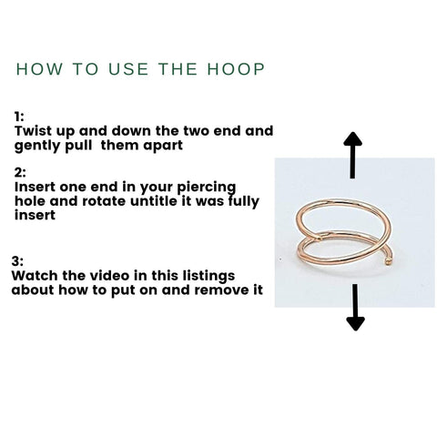 14k Gold Filled 20G Double Hoop Nose Ring for Single Piercing, 20 Gauge Small Thin 8mm Spiral Nose Jewelry for Women Men