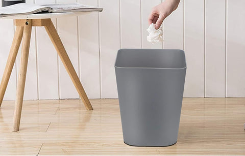 1.6 Gallon Small Trash Can Wastebasket for Kitchen Office Bathroom,Pack of 2(White+Gray)
