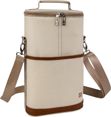 ALLCAMP Wine tote Bag with Cooler Compartment, Picnic Set Carrying Two sets of tableware