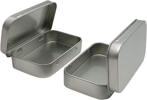 6 Pcs Metal Hinged Tin Box Container Mini Portable Small Storage Container Kit with Lid for Home Storage 3.7x2.3x0.8 Inch, Silver