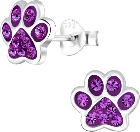 925 Sterling Silver Paw Print Stud Earrings (Choose Your Style) (Nickel Free)