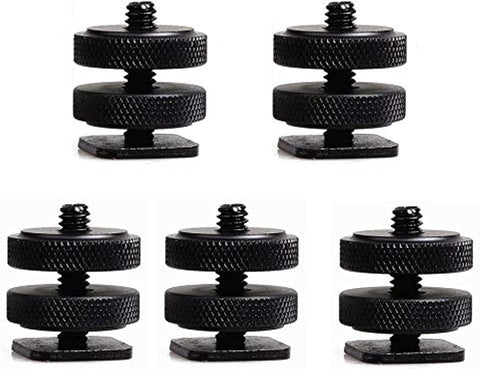 (2 Packs) Fotasy Hot Shoe to 1/4 Adapter, Camera Hot Shoe Mount Adapter, Flash Shoe to 1/4"-20 Male Post Adapter with Locking Disk