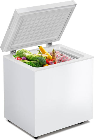 1.8 Cu. Ft Compact Chest Freezer, Free Standing Top Open Door Deep Freezer Holds Up to 50L with Adjustable 7 Thermostat and Removable Basket, Energy Saving for Home/Apartment/Garage, White
