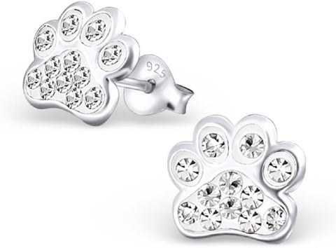 925 Sterling Silver Paw Print Stud Earrings (Choose Your Style) (Nickel Free)