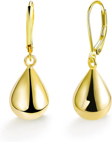 925 Sterling Silver Teardrop Leverback Earrings for Women Girls Waterdrop Tear Drop Dangle Earrings Jewelry Hypoallergenic Silver Teardrop Leverback Dangle Earring for Women