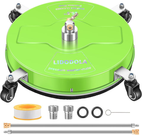 14" Pressure Washer Surface Cleaner with 4 Wheels - Stainless Steel Surface Cleaner for Pressure Washer Attachment for Concrete, Patio, Sidewalk, Deck and Driveways - PWS14