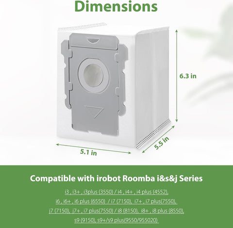18 Pack Vacuum Bags for iRobot Roomba i7, i7+, i7Plus, i8, i8+, i3, i3+, i4, i4+, i6, i6+, s9, s9+, s9Plus, i and s Series Clean Base Automatic Dirt Disposal Bags