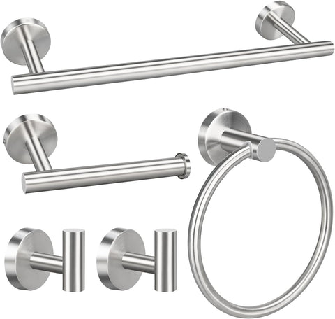5/10/20pcs Bathroom Hardware Set, Including 16" Hand Towel Bars, Toilet Paper Holders, Towel Rings, Robe Towel Hooks (10pcs 16" Black)