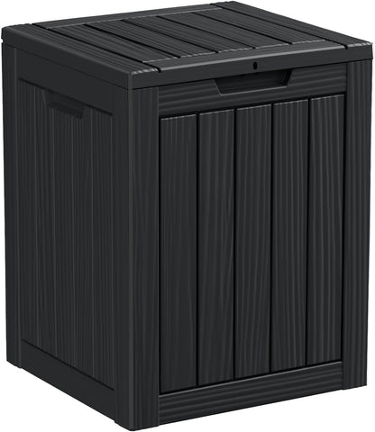 100 Gallon Resin Deck Box, Lockable Patio Outdoor Storage Box for Furniture, Garden Tools and Tools Storage, Waterproof Outside Storage Boxes - Black