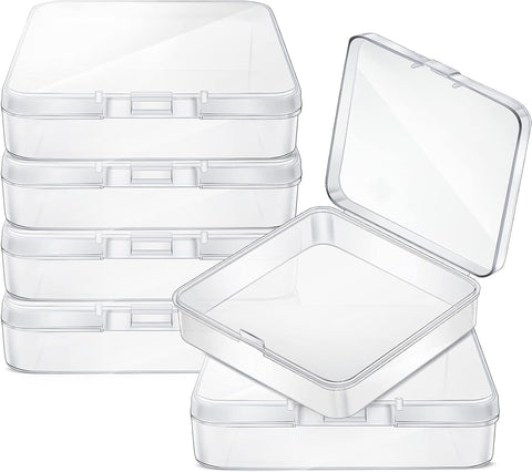 6 Pieces Mini Plastic Clear Beads Storage Containers Box for Collecting Small Items, Beads, Jewelry, Business Cards, Game Pieces, Crafts (2.13 x 2.13 x 0.79 Inch)