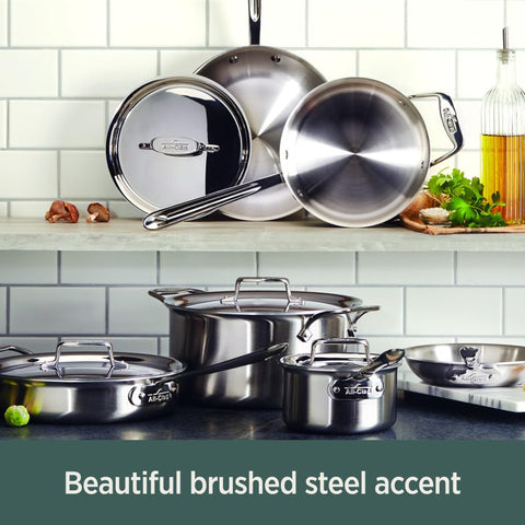 All-Clad D5 5-Ply Stainless Steel Sauce Pan 3 Quart Induction Oven Broiler Safe 600F Pots and Pans, Cookware Silver