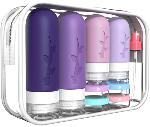 18pack Travel Bottles for Toiletries,TSA Approved Silicone Travel Containers jar for Toiletries,Leak Proof Refillable Liqus Shampoo And Conditioner Essentials toiletry Bottles