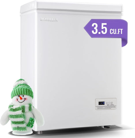 4.0 Cubic Feet Small Deep Freezer Chest Freezer with Electronic Display Screen Electronic Thermostat Accurate to Every Degree Adjustable Storage Basket WHITE