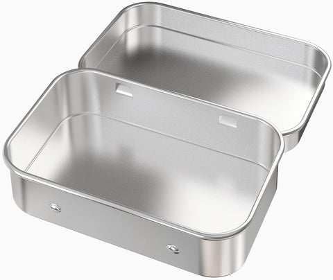 6 Pcs Metal Hinged Tin Box Container Mini Portable Small Storage Container Kit with Lid for Home Storage 3.7x2.3x0.8 Inch, Silver