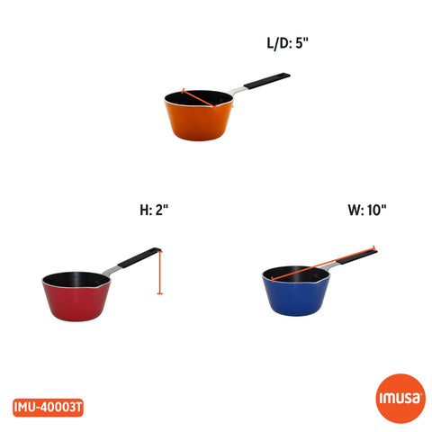 IMUSA USA Nonstick Multi Mini Sauce Pan with Silicone Handle Varies, You May Receive Red, Orange, Blue Color (Pack of 1)