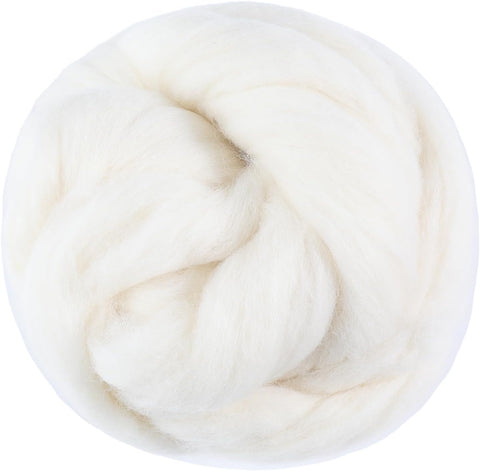 3.53oz Wool Roving Yarn, Wool Felting Supplies, Pure Wools, Chunky Yarn, Spinning Wool Roving for Needle Felting Wet Felting DIY Hand Spinning (White)