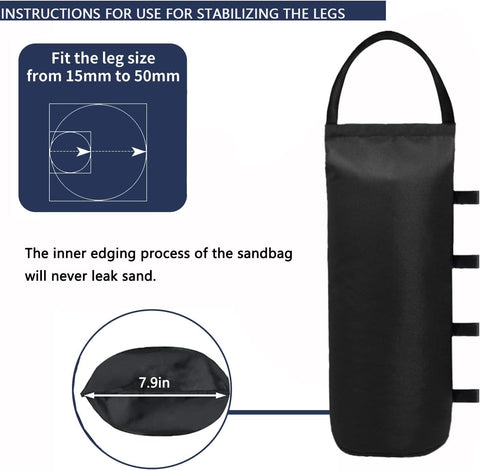 4 (Black) Cylindrical Sand Bags Weights for Canopy Weight Bag Outdoor Advertising Tent Sunshade Fixed Windproof sandbag Bag Weight Bags for Pop up Canopy Tent (Without Sand)
