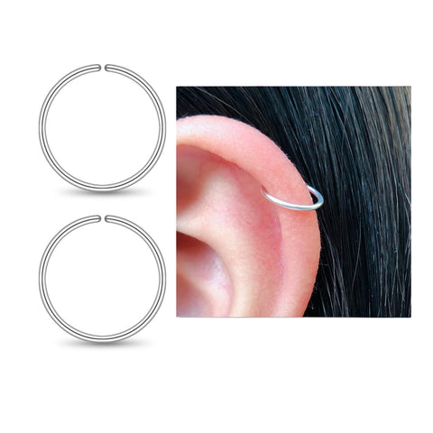 14K Gold Filled Small Hoop Earrings for Cartilage Nose, Tiny Thin 7mm Piercing Hoop Ring 22 Gauge