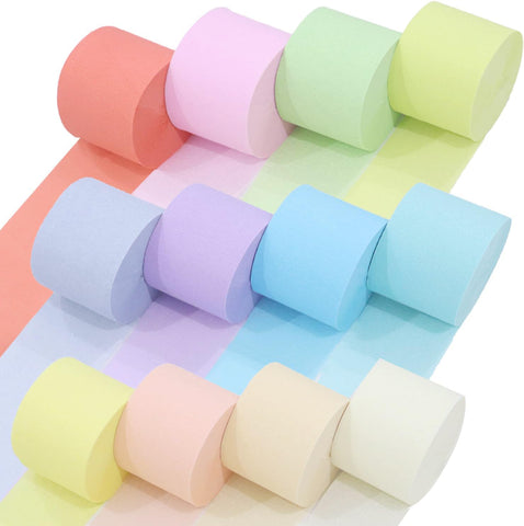 8 Crepe Paper Streamers Rolls, 656ft Pack of Unique 8 Rainbow Streamers Party Decorations, Birthday Streamers, Party Streamers for Wedding Decoration (1.8 inch x 82 ft/Roll)
