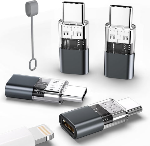 4 Pack Lightning to USB C Adapter for iPhone 15/16 Pro/16 Pro Max/Plus,Samsung S24,iPad Air,Nintendo Switch,Fast Charging&Data Transfer Lightning Crystal