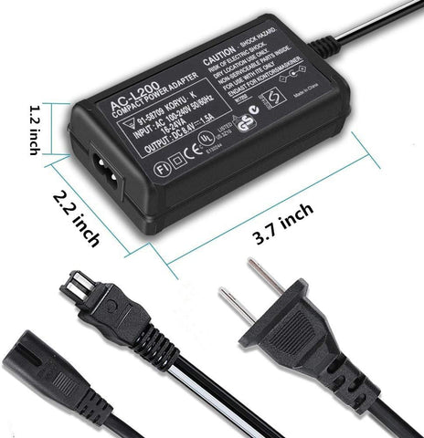 AC-L200 AC Power Adapter Charger for Sony Handycam Camcorder DCR-SX,DCR-SR,DCR-HC,DCR-PC,DCR-DVD,DCR-IP,HDR-CX,HDR-XR,HDR-PJ,HDR-SR,HDR-UX,HDR-TD,CCD TRV DEV Series