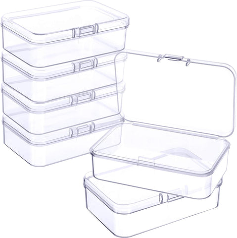 6 Pieces Mini Plastic Clear Beads Storage Containers Box for Collecting Small Items, Beads, Jewelry, Business Cards, Game Pieces, Crafts (2.13 x 2.13 x 0.79 Inch)