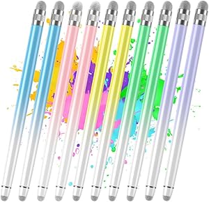 2PCS Stylus Pens for Touch Screens,Stylus Pen for iPhone/iPad/Tablet Android/Microsoft Surface,Compatible with All Touch Screens(White Pink/White Purple)