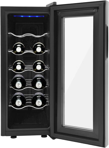 33L Wine Fridge,12-Bottle Wine Fridge,8.72 Gallon Wine Cooler Refrigerator,Temperature Control,for Home, Office,Hotel,Bar,Club (12 Bottle)