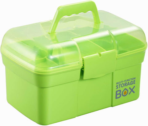 11'' Plastic Storage Box with Removable Tray, Multipurpose Organizer and Storage Case for Art Craft and Cosmetic (Pink)