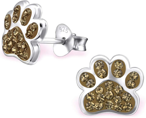 925 Sterling Silver Paw Print Stud Earrings (Choose Your Style) (Nickel Free)