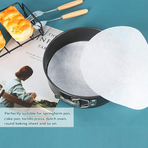 8 Inch Parchment Paper Rounds, Set of 100, Non Stick Baking Parchment Circles, Round Parchment Paper for Round Cake Pan, Springform Pan, Tortilla Press and so on