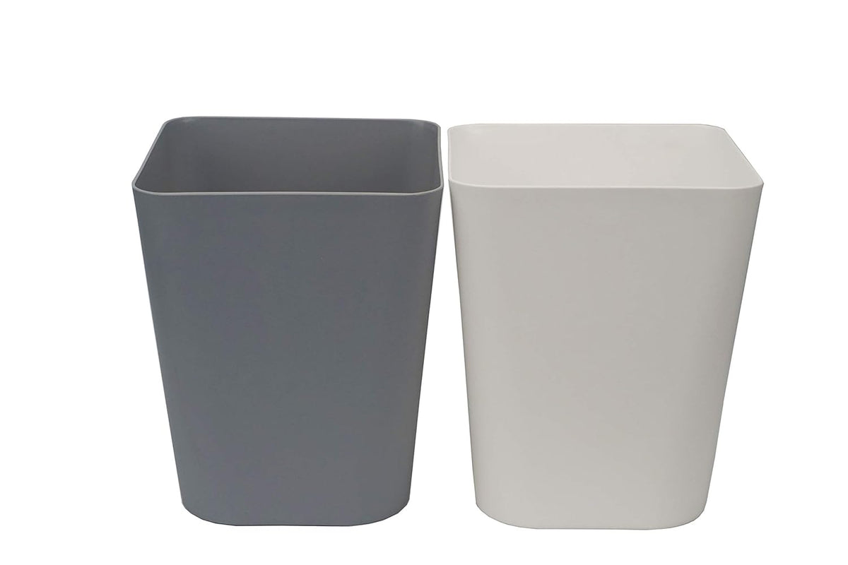 1.6 Gallon Small Trash Can Wastebasket for Kitchen Office Bathroom,Pack of 2(White+Gray)
