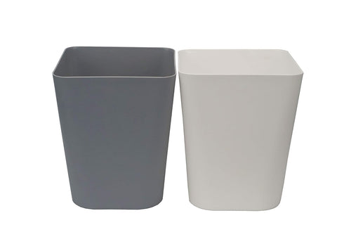 1.6 Gallon Small Trash Can Wastebasket for Kitchen Office Bathroom,Pack of 2(White+Gray)