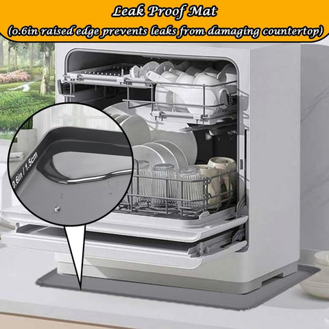 23.6x19.7inchDishwasher Pan Dishwasher Drain Pan Mat, Dishwasher Silicone Mat with Raised Edge, Multi-function Non Slip, Soft Foldable Silicone Portable Waterproof Pad（grey）
