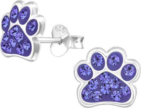 925 Sterling Silver Paw Print Stud Earrings (Choose Your Style) (Nickel Free)