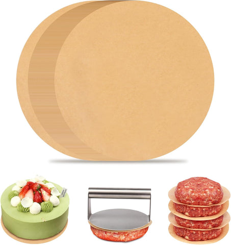 8 Inch Parchment Paper Rounds, Set of 100, Non Stick Baking Parchment Circles, Round Parchment Paper for Round Cake Pan, Springform Pan, Tortilla Press and so on