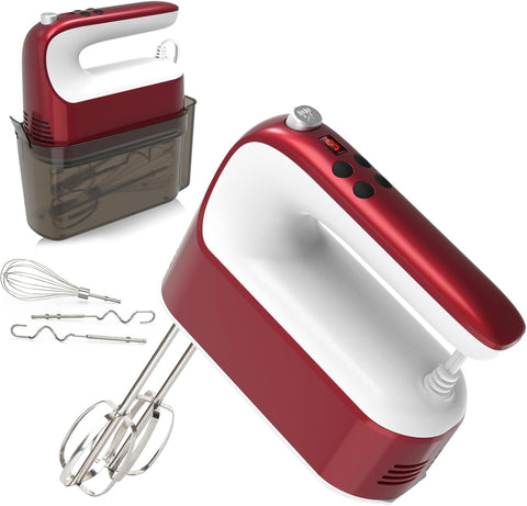 9-Speed Digital Hand Mixer Electric, 400W Powerful DC Motor, Baking Mixer Handheld with Snap-On Storage Case, Touch Button, Turbo Boost, Dough Hooks, Whisk (Ice Blue)