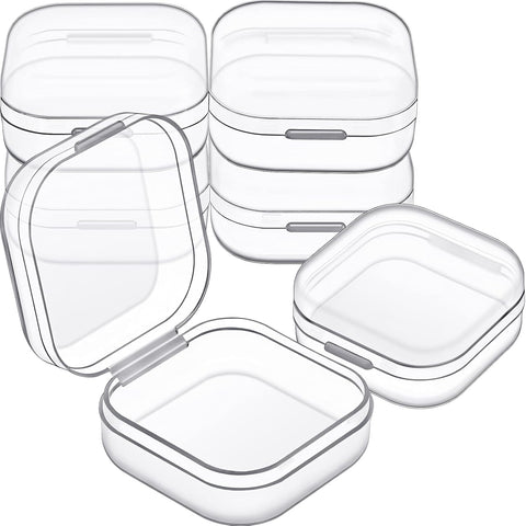 6 Pieces Mini Plastic Clear Beads Storage Containers Box for Collecting Small Items, Beads, Jewelry, Business Cards, Game Pieces, Crafts (2.13 x 2.13 x 0.79 Inch)