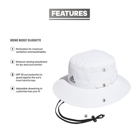 adidas Men's Victory Bucket Hat Outdoors and Sideline Wide Brim Style for Sun Protection, White/Onix Grey/4.0, Large-X-Large