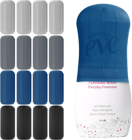 16 Pack Silicone Bottle Cover,Travel Essential for Women Men,Cruise Ship Essentials 2025,Beach Vacation Essentials,Travel Size Toiletries,Airplane Travels Accessories Elastic Sleeves for Leak Proofing