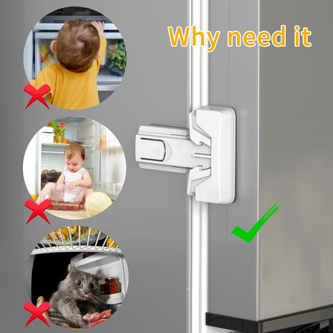 2 Pack Upgrade Child Proof Refrigerator Lock, HEOATH Fridge/Freezer Door Lock for Toddlers Children Kids, no Tools Need or (White)