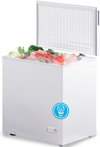 3.5 Cu Ft Chest Freezer, Compact Freezer with 7 Level Adjustable Temperature,Top Open Door Freezer with Removable Storage Basket,Energy Saving Deep Freezer, Black