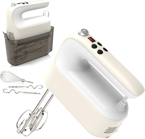 9-Speed Digital Hand Mixer Electric, 400W Powerful DC Motor, Baking Mixer Handheld with Snap-On Storage Case, Touch Button, Turbo Boost, Dough Hooks, Whisk (Ice Blue)
